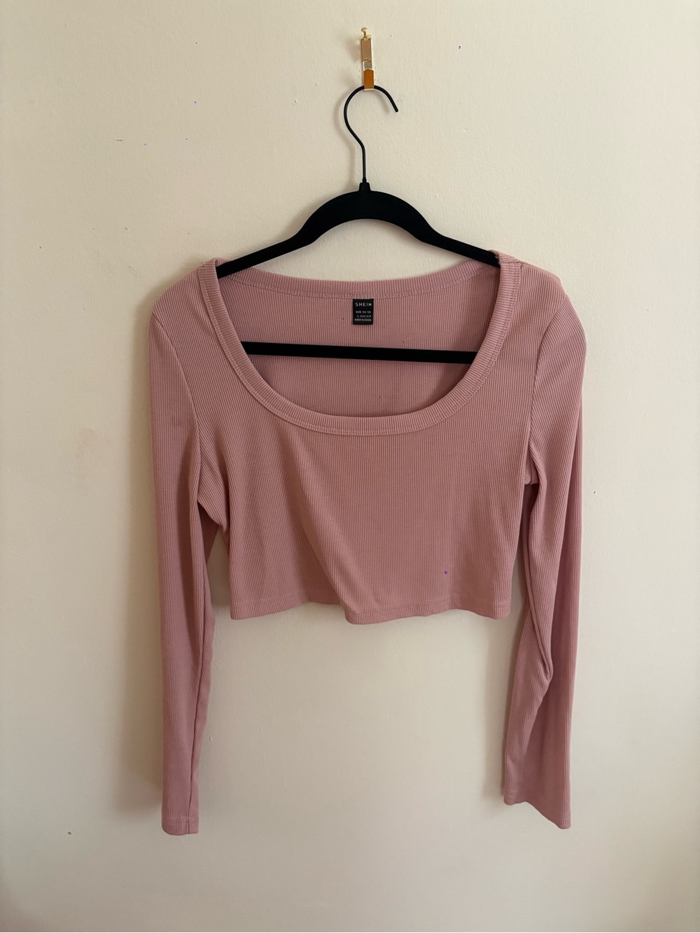 Ribbed Scoop Neck Cropped Top - Dusty Pink